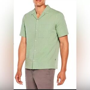 GAP Graphite Green Seersucker Casual Button Short Sleeve Vacay Lightweight Beach